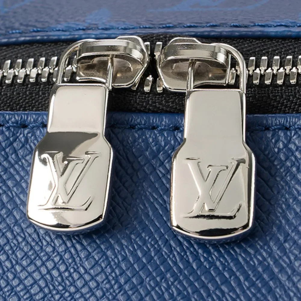 Louis Vuitton Rucksack Blue Leather Monogram Canvas